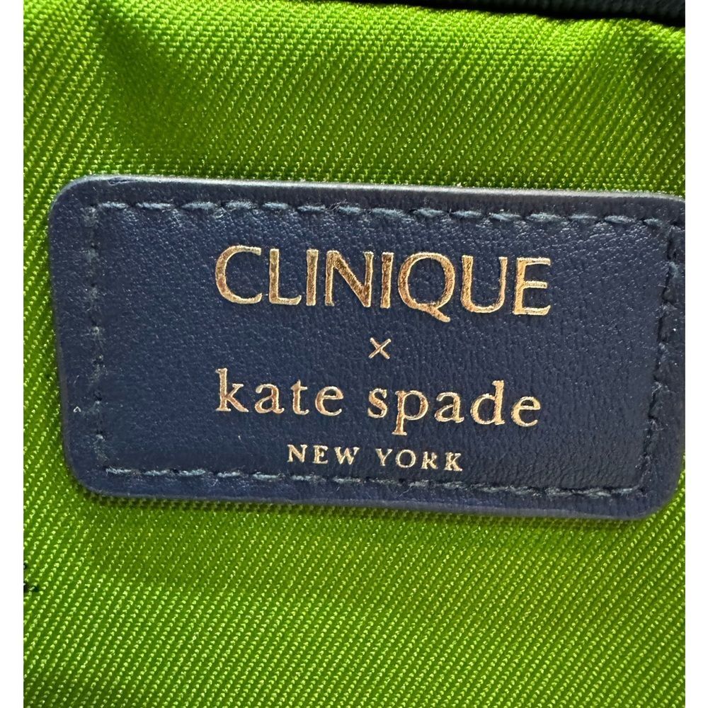 Clinique x kate spade Green Navy Floral Makeup Bag Zipper Pouch NWT - Picture 2 of 3